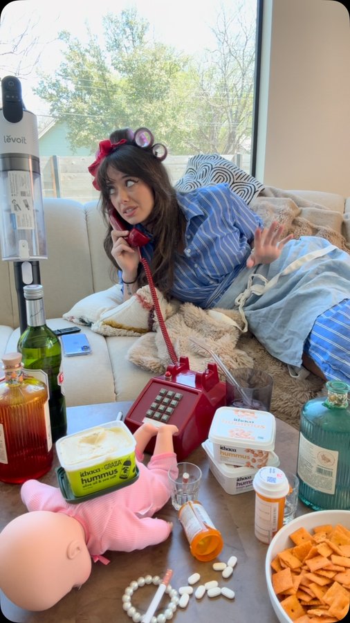 Instagram post by @oliviatied for Ithaca Hummus. Caption reads: She’s off today don’t worry about it @ithacahummus....