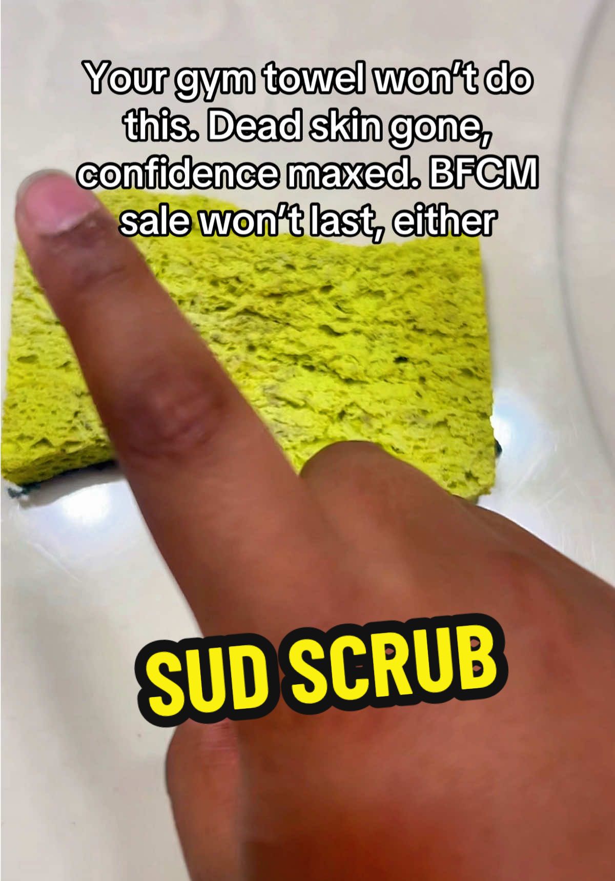 TikTok post by @no9to5boss for Sud Scrub. Caption reads: [...] maxed. BFCM sale won’t last, either....