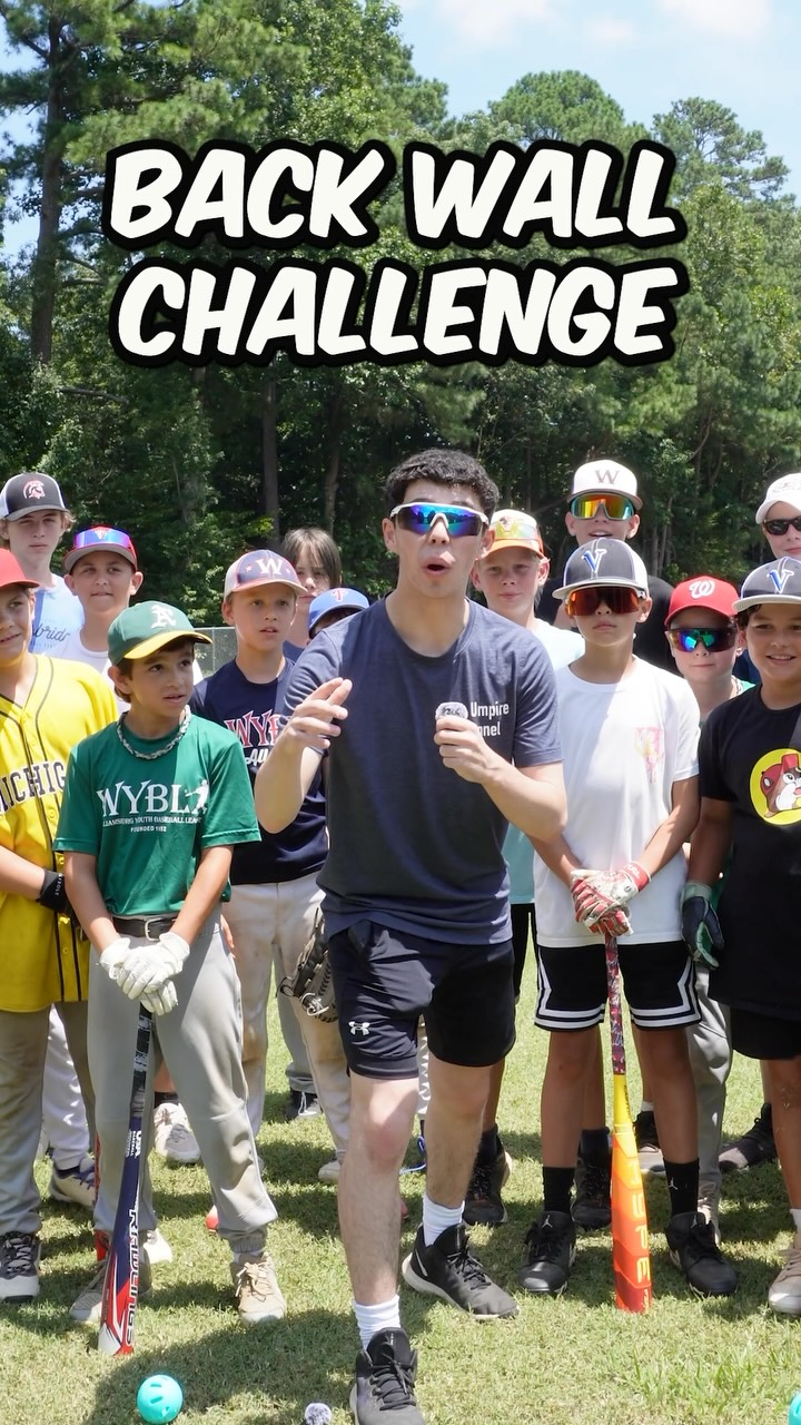 Instagram post by @theumpirechannel for Plate Crate. Caption reads: Back wall challenge 🔥 #umpire #umpiresoftiktok....