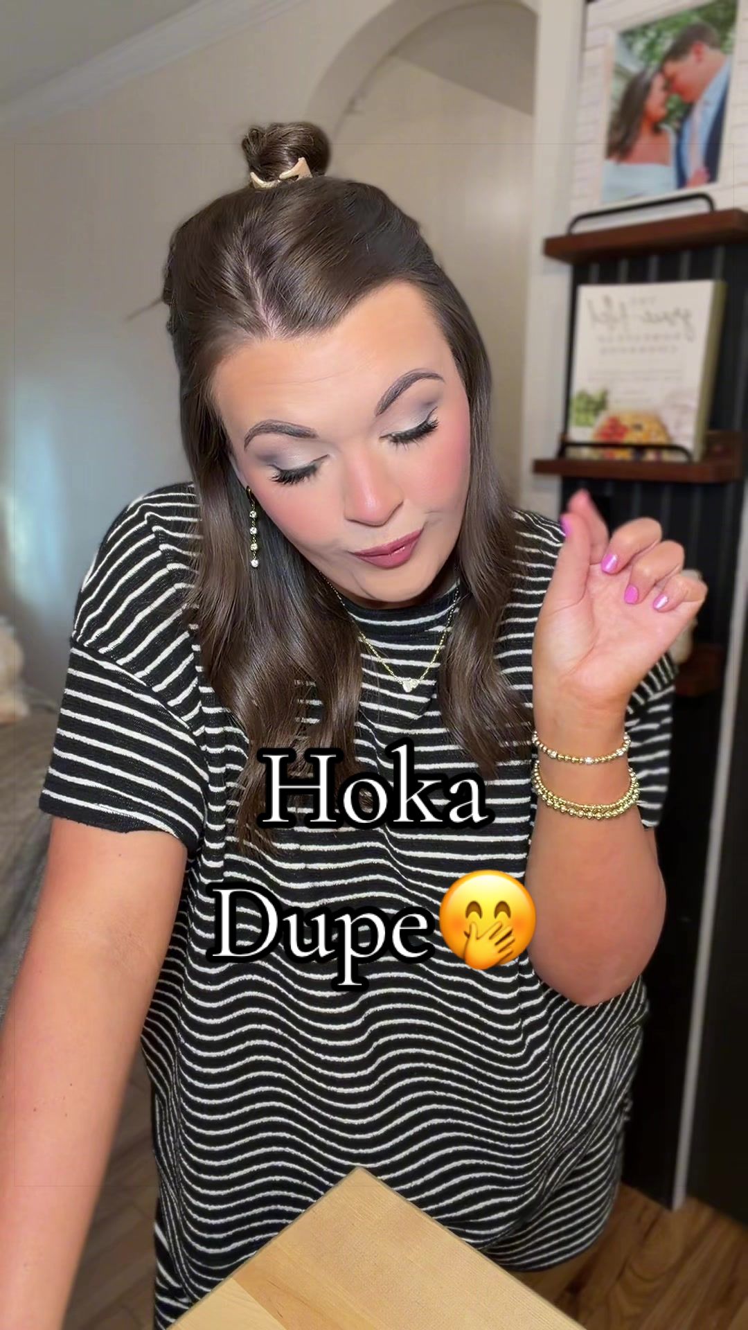 TikTok post by @baylee.walls for Nortiv8. Caption reads: Trust me on thissss🤭🤌🏼 #dupe #tennisshoes....