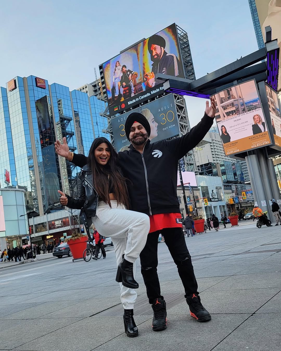 Instagram post by @tia_bhatia for The Bay. Caption reads: So this happened! So excited to be on a billboard....