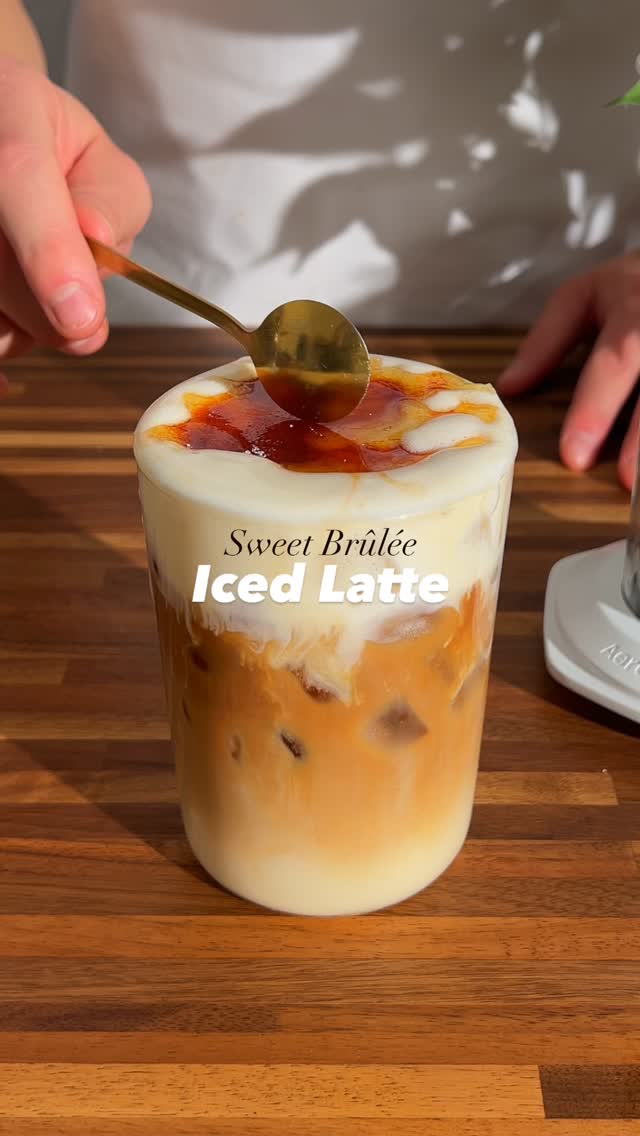 Instagram post by @yourcoffeedude for AeroPress. Caption reads: Sweet Brûleé Latte w\ @aeropress 🤎 Recipe 👇🏽....