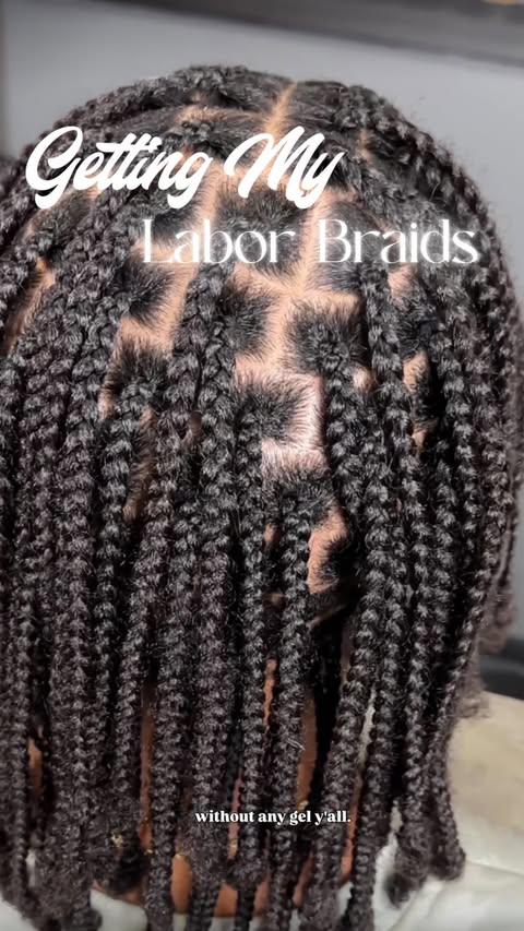 Instagram post by @breezyspuffs for VEGAMOUR. Caption reads: labor braids [lay-ber braydz] noun: neat,....