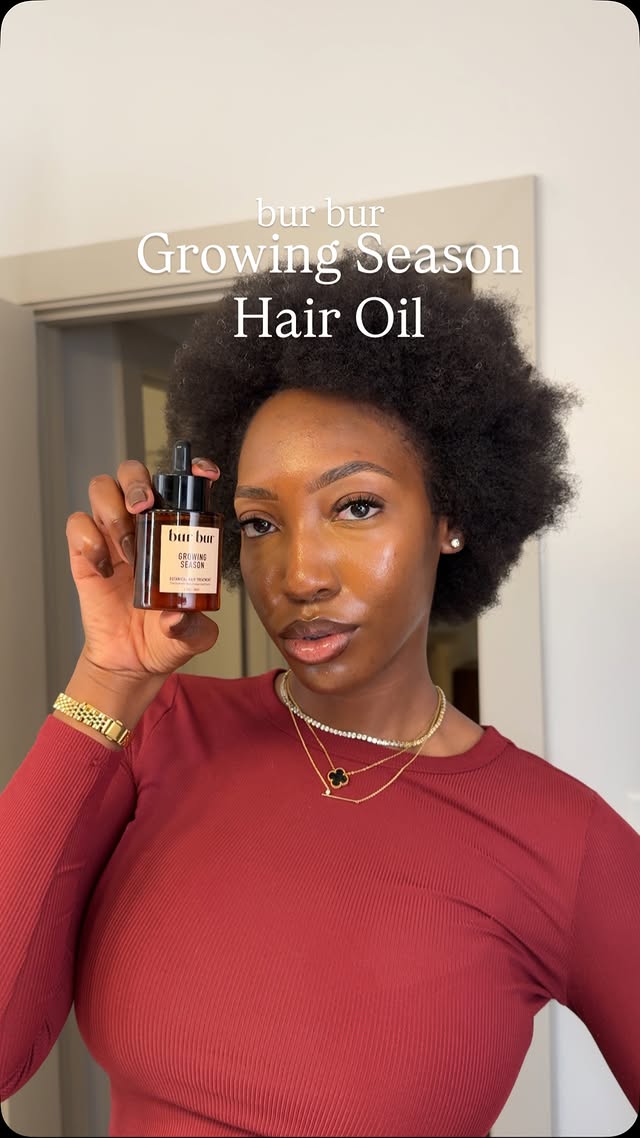 Instagram post by @allegiancetobeauty for Bur Bur. Caption reads: [...] with this Growing Season hair oil from....