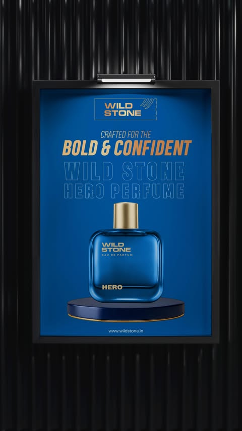 Instagram post by @designgiriindia for WILD STONE. Caption reads: POV: You turn a blank canvas into a fragrance mood....