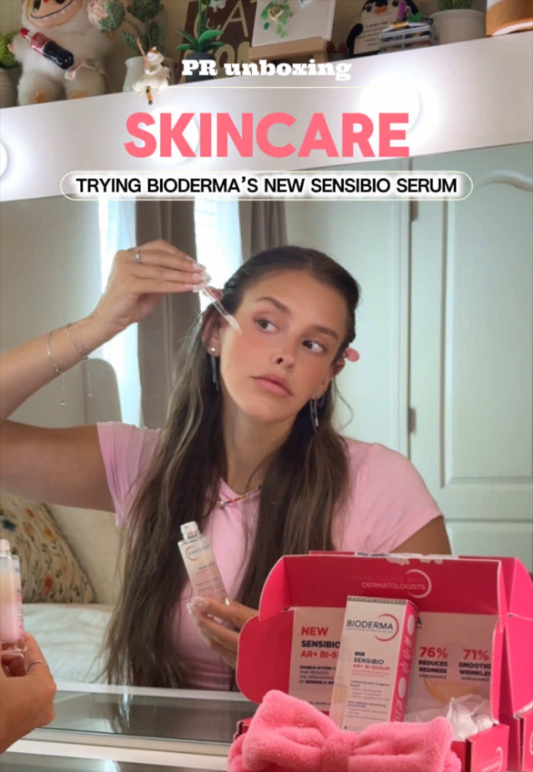 TikTok post by @em_n11 for BIODERMA USA. Caption reads: So excited to receive the new @BIODERMA USA....