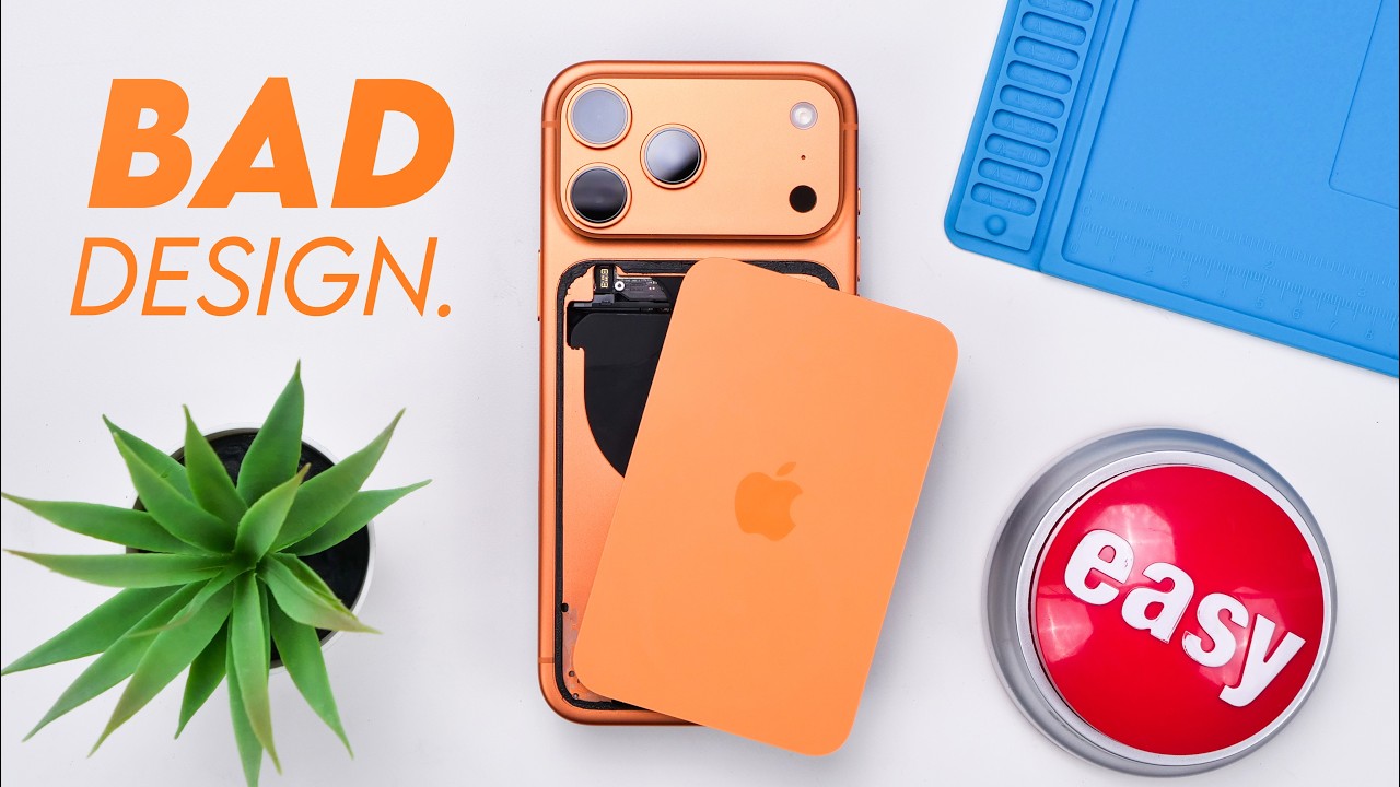 YouTube post by @PhoneRepairGuru for ElevenLabs. Caption reads: They Changed TOO Much… iPhone 17 Pro Teardown.