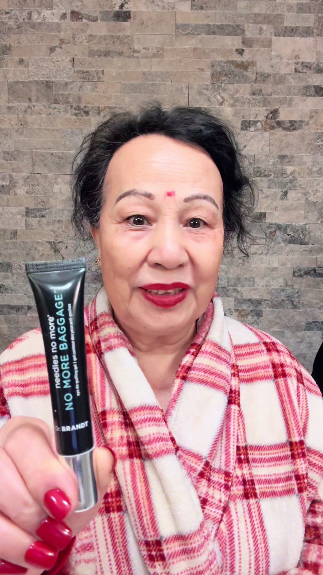 TikTok post by @manjitasingh2020 for Dr Brandt Skincare. Caption reads: No more baggage @Dr. BRANDT Skincare .