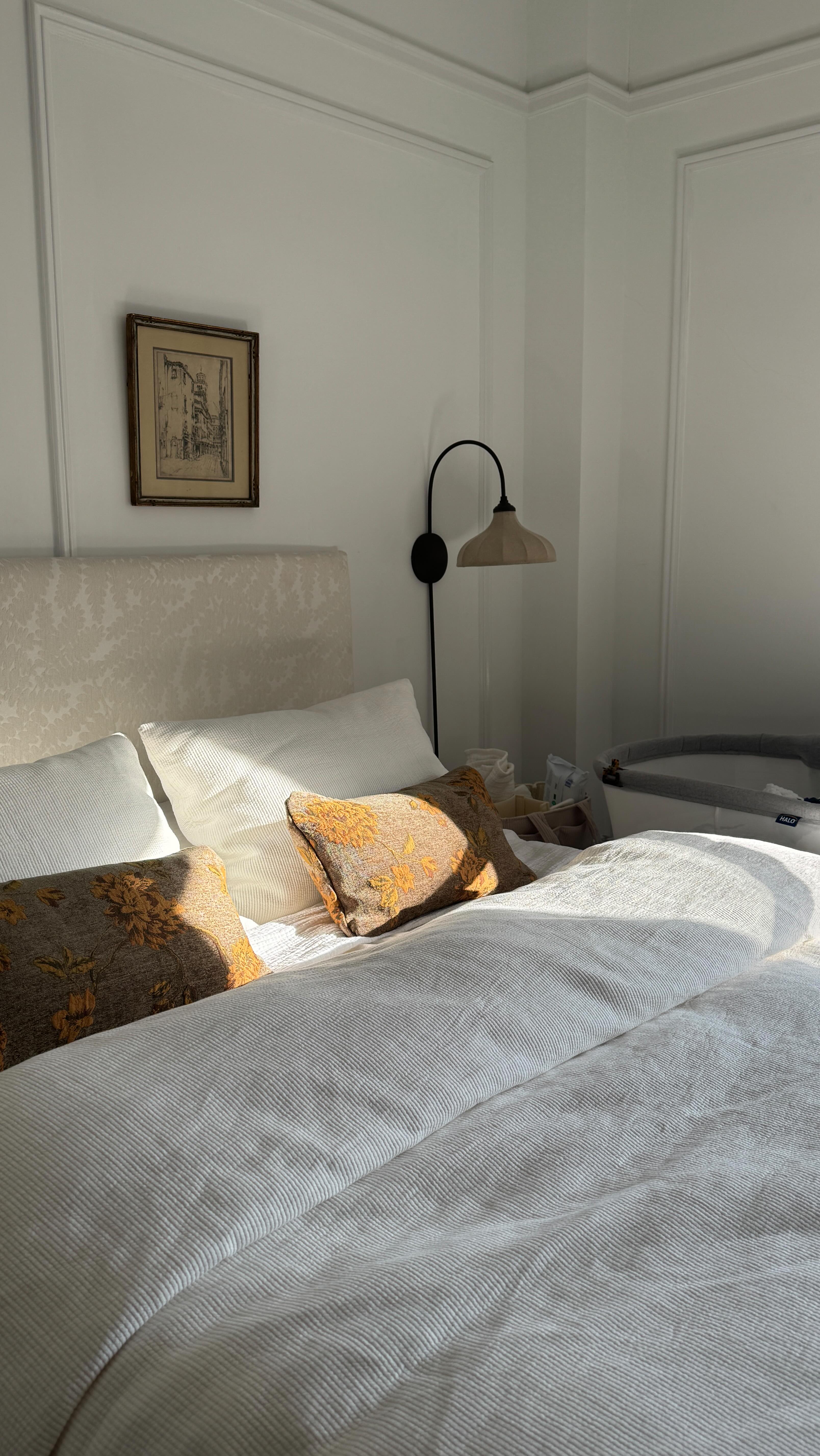 Instagram post by @mycityapartment for Brooklinen. Caption reads: Best in bed with @brooklinen 🤍 Nothing better....