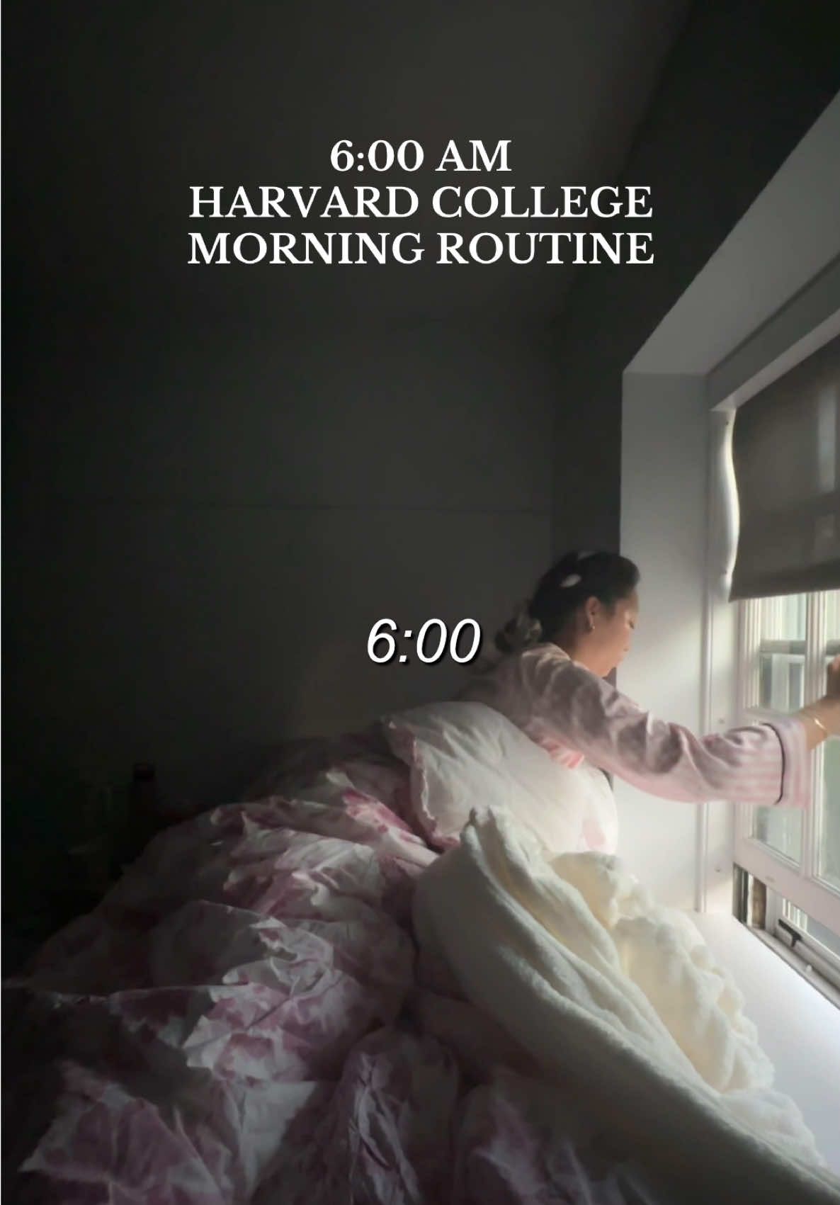 TikTok post by @helainezhao for Victoria's Secret. Caption reads: 6:00am asmr Harvard college morning routine #vlog....