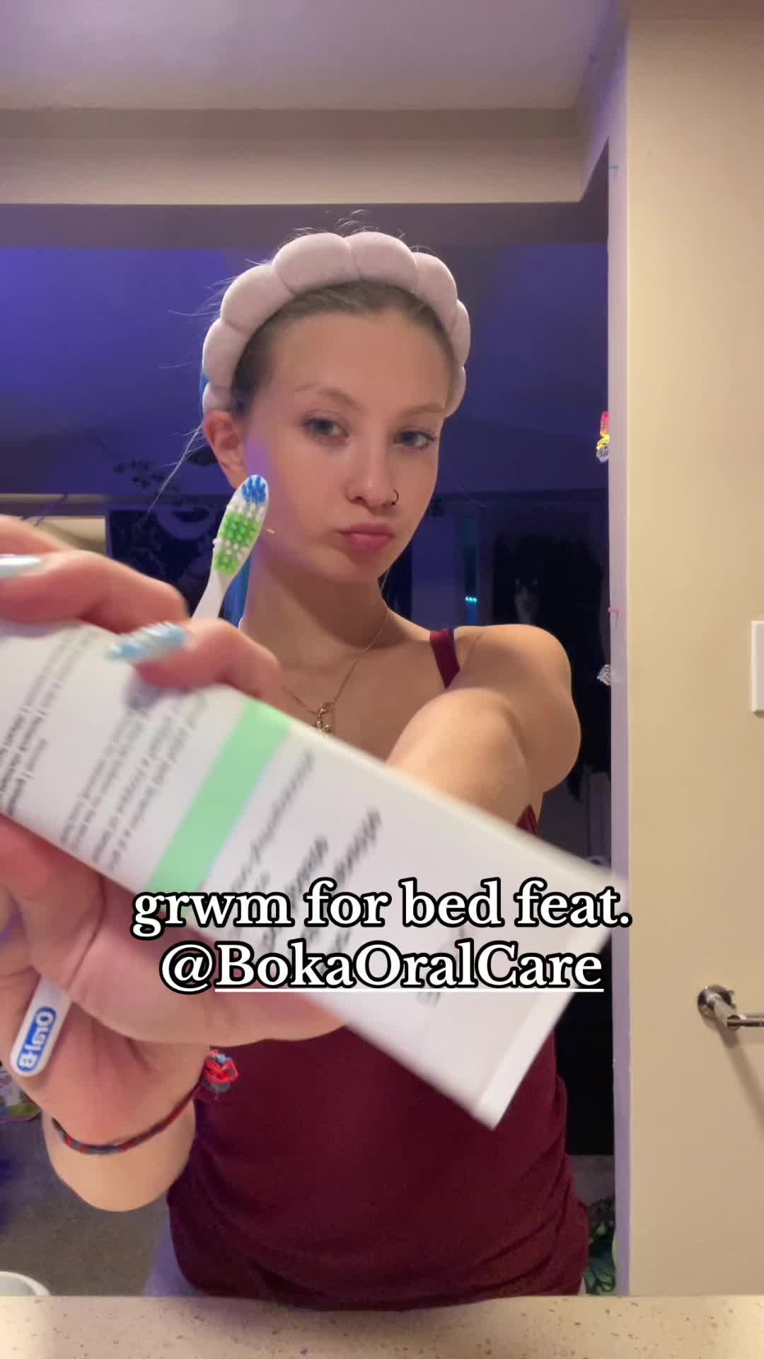 TikTok post by @diaryof.nessaswrld for Boka. Caption reads: i love the taste of the boka toothpaste it’s not....