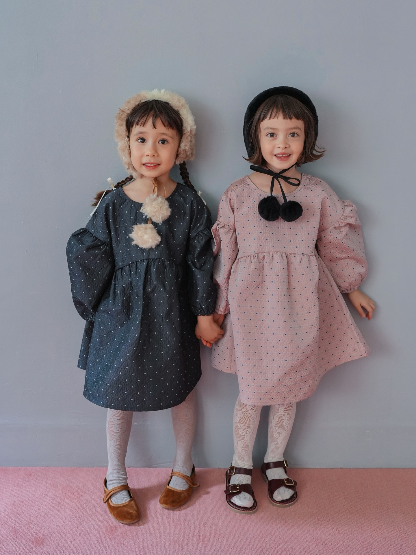 Instagram post by @soft__cheese for Shimamura. Caption reads: 10/1発売アイテム紹介🎉
🌼ジャカードワンピース🌼

身長106cm(二人とも) /....