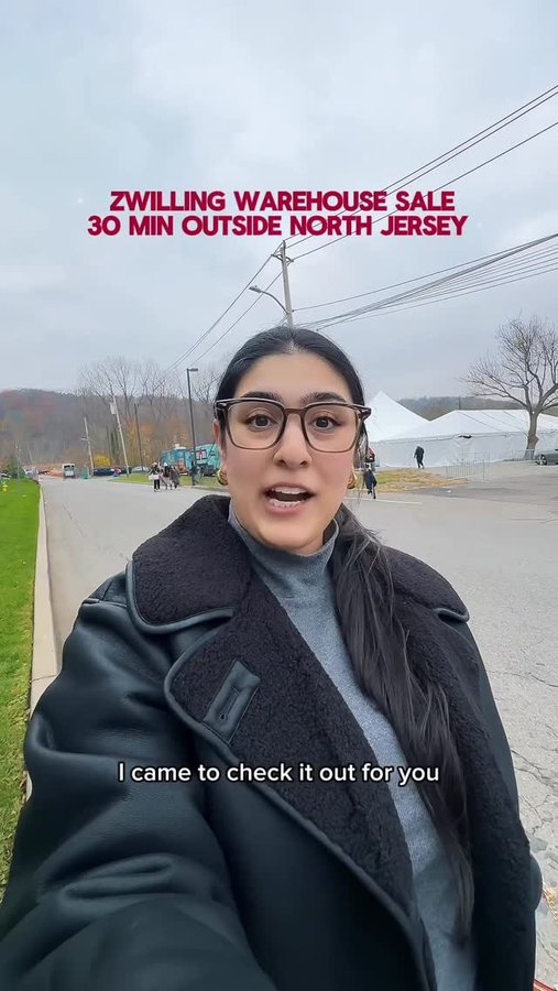 Instagram post by @wandering_with_mariam for ZWILLING. Caption reads: #ad @zwilling_usa Warehouse Sale is happening NOW....