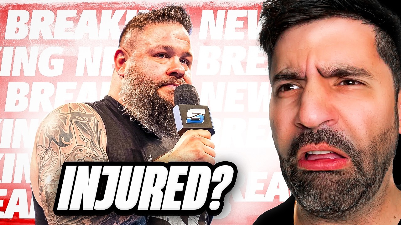 YouTube post by @MrSantiZap for Eneba. Caption reads: Kevin Owens INJURED at WWE Live Show?.
