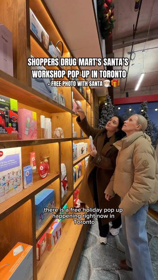 Instagram post by @natdoumkos for Shoppers Drug Mart. Caption reads: #ad FREE PHOTO WITH SANTA? @ShoppersDrugMart just....