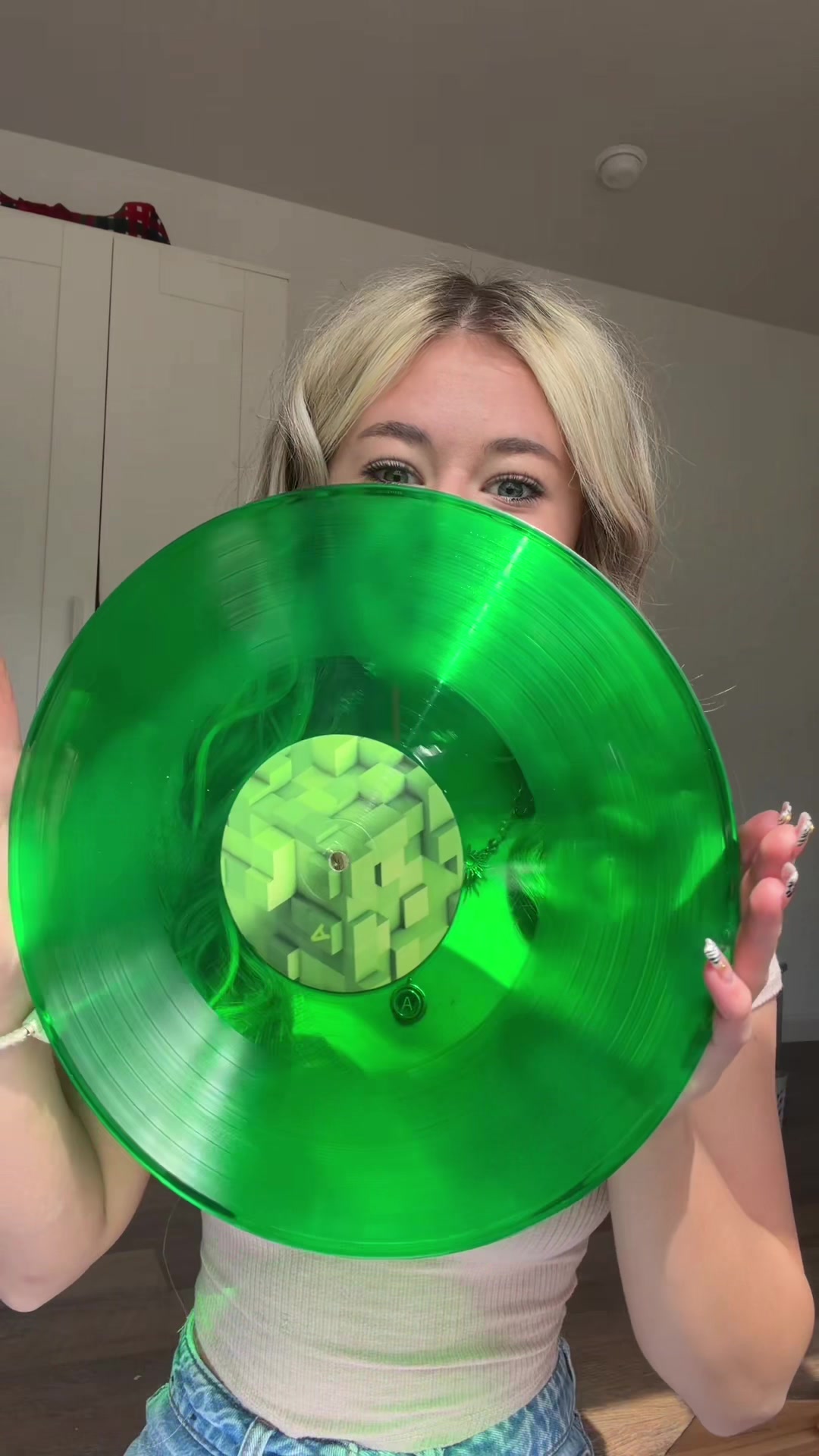 TikTok post by @addison.raines for Book & Mortar. Caption reads: [...] #vinyl #minecraft #records @Book & Mortar.