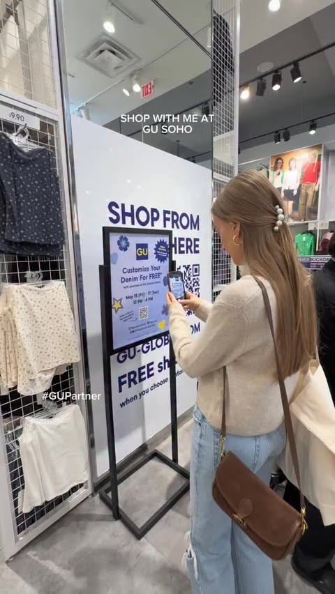 Instagram post by @kayla.krasnow for GU. Caption reads: #GUPartner summer shopping and custom [...].