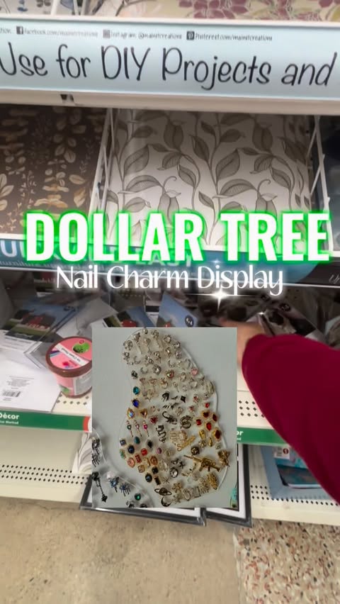 Instagram post by @aesthetic.n.w for Dollar Tree. Caption reads: [...] charms 👀✨ #nailcharms #naildisplay....