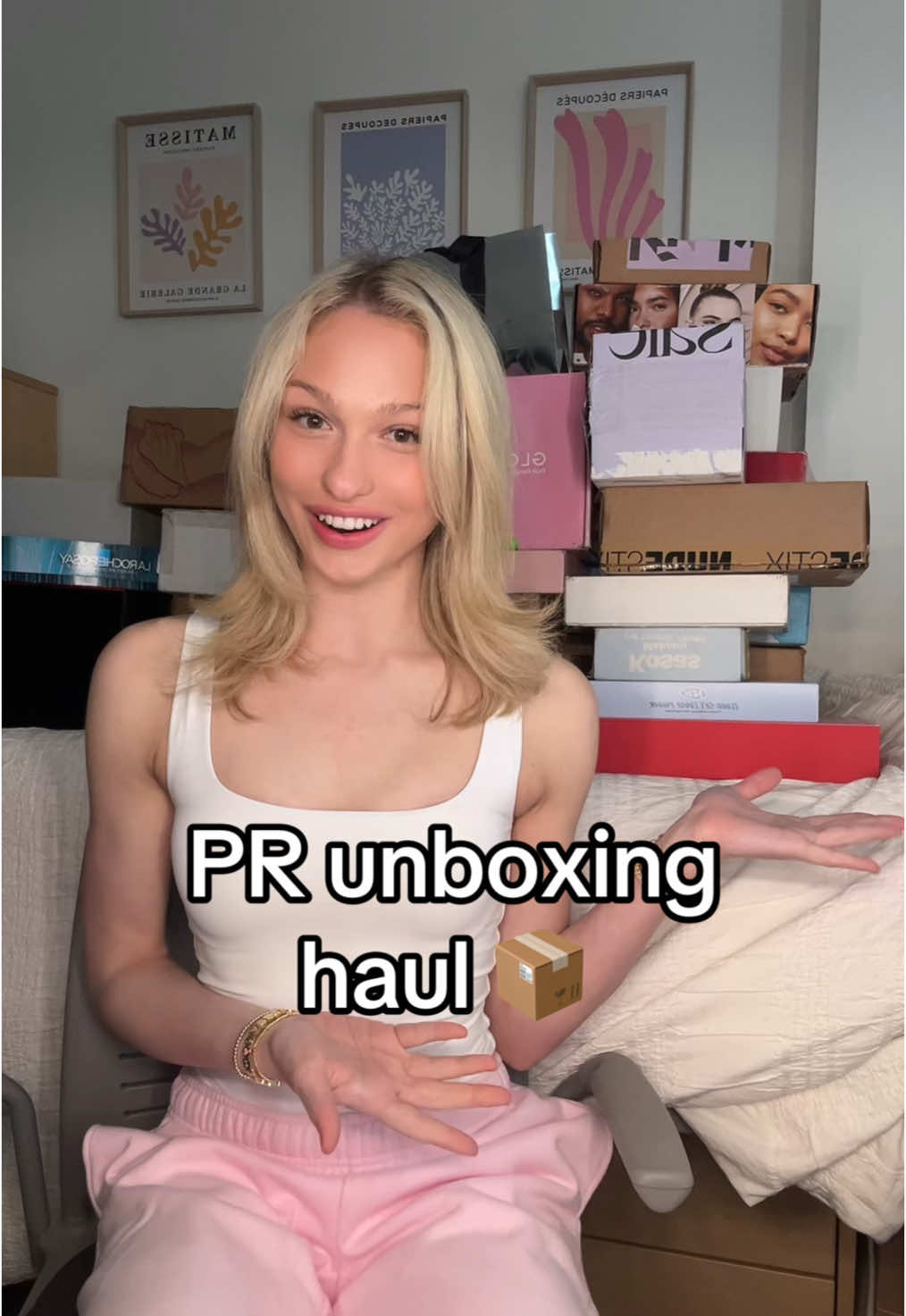 TikTok post by @jemmaviolett for Laura Mercier. Caption reads: PR unboxing haul!! Thank you to all the brands....
