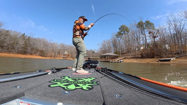 Instagram post by @zackbirgefishing for Mercury Marine. Caption reads: [...] | @basscatboats | @mercurymarine |....