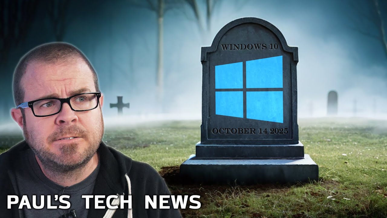 YouTube post by @paulshardware for The Verge. Caption reads: RIP Windows 10 - Tech News Oct 19.