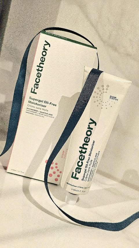 Instagram post by @just.beautifully.me for Facetheory. Caption reads: Oily skin? I got you covered. Facetheory's....