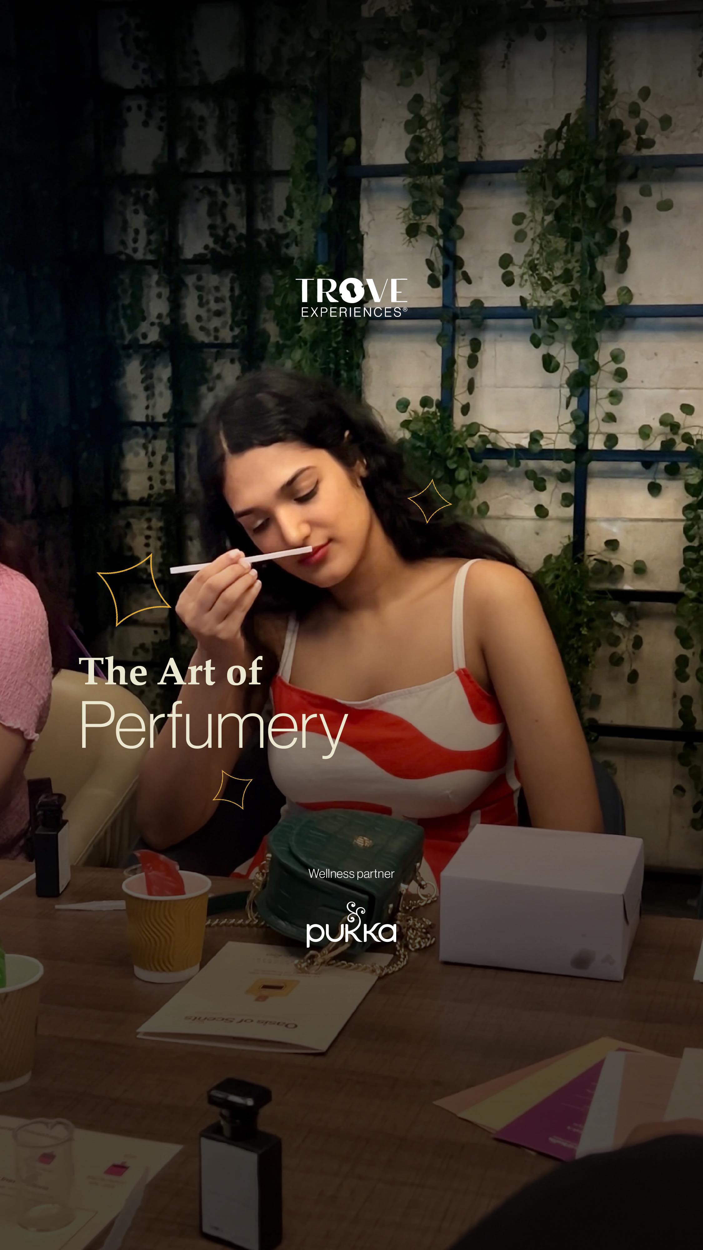 Instagram post by @trove_experiences for Pukka Herbs. Caption reads: Blending fragrances and winding down with a warm....