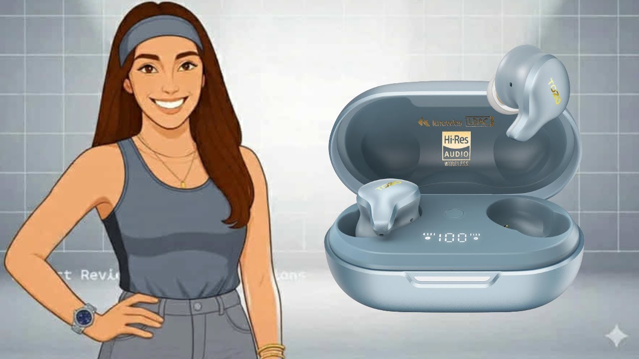 YouTube post by @shoppingwithamy for TOZOSTORE. Caption reads: TOZO Golden X1 Wireless Earbuds With Excellent....