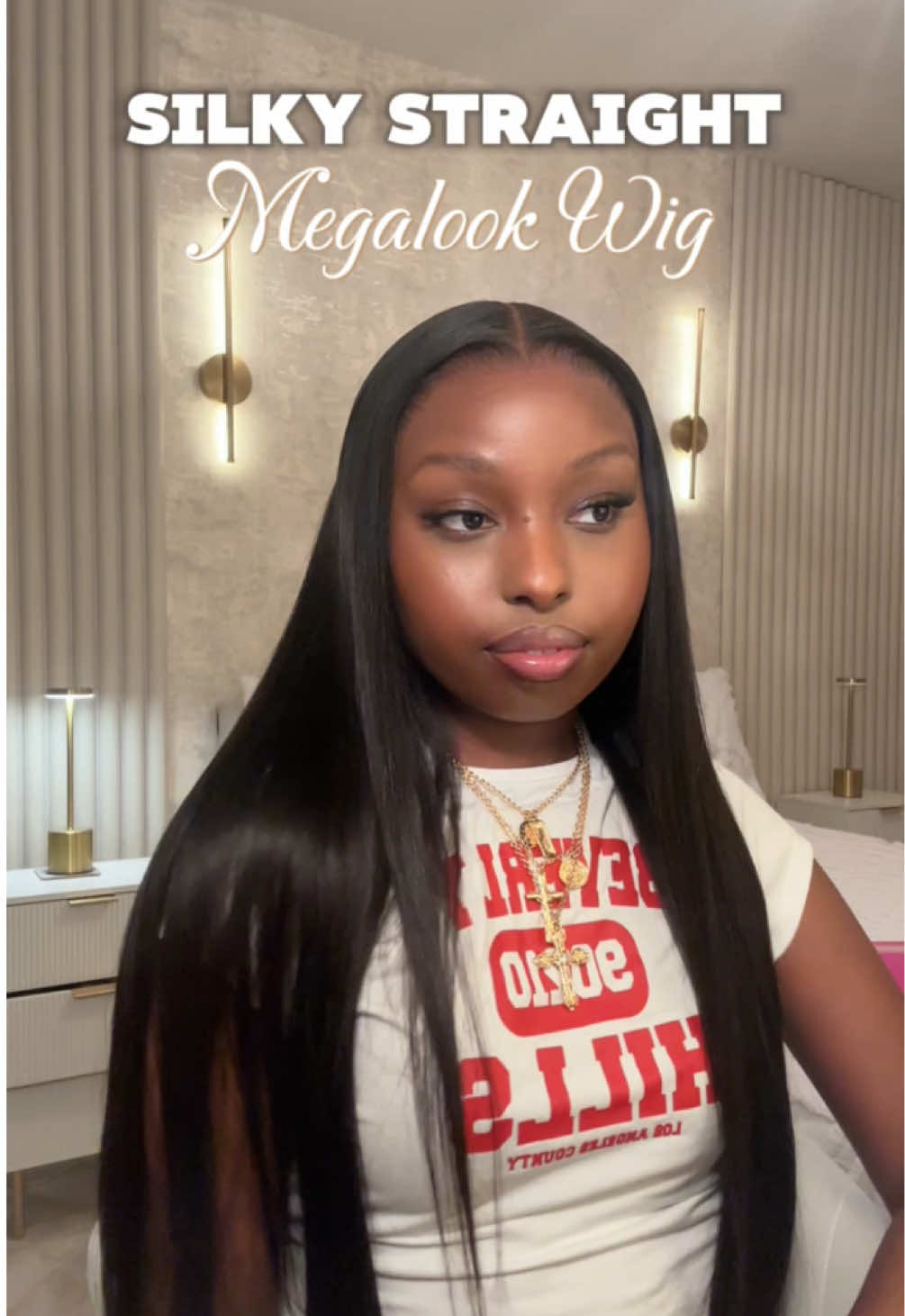 TikTok post by @meganslitt for Megalook. Caption reads: [...] bleached✨ This is 24” x #wiginstall....