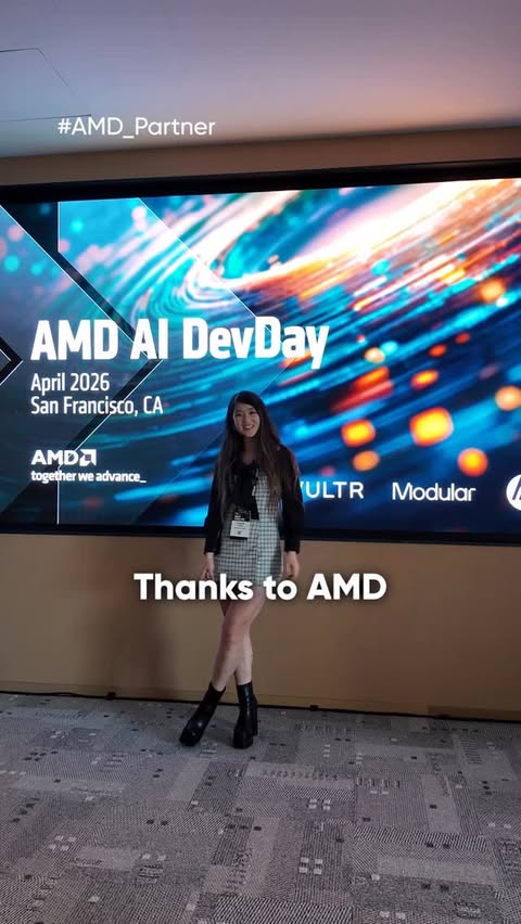 Instagram post by @madeline.m.zhang for AMD. Caption reads: #AMD_Partner Had such a blast and learned so [...].