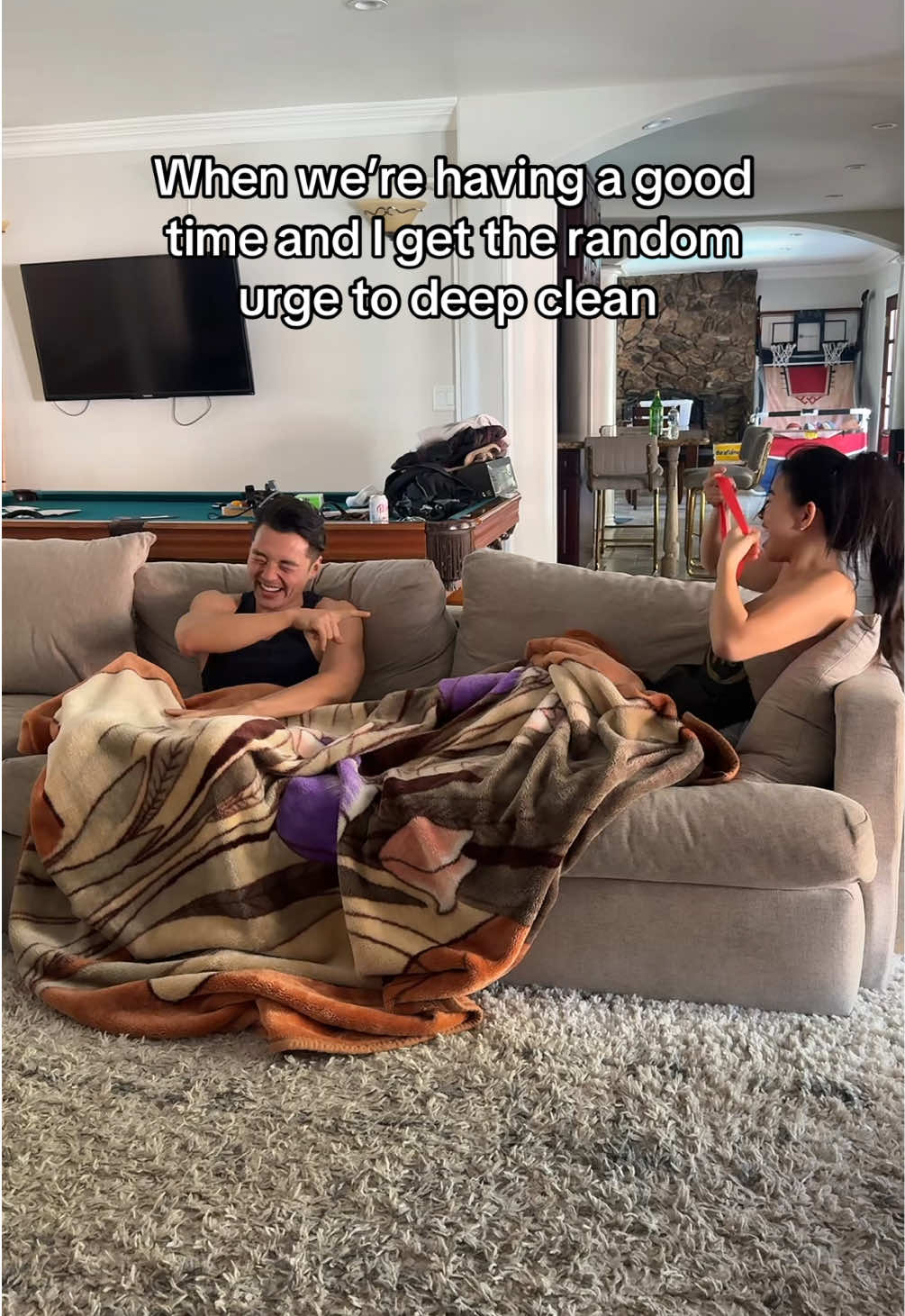 TikTok post by @rebecca___benedict for YoungLA. Caption reads: Left him with nothing 😂 | fits @YOUNGLA “REBECCA”....