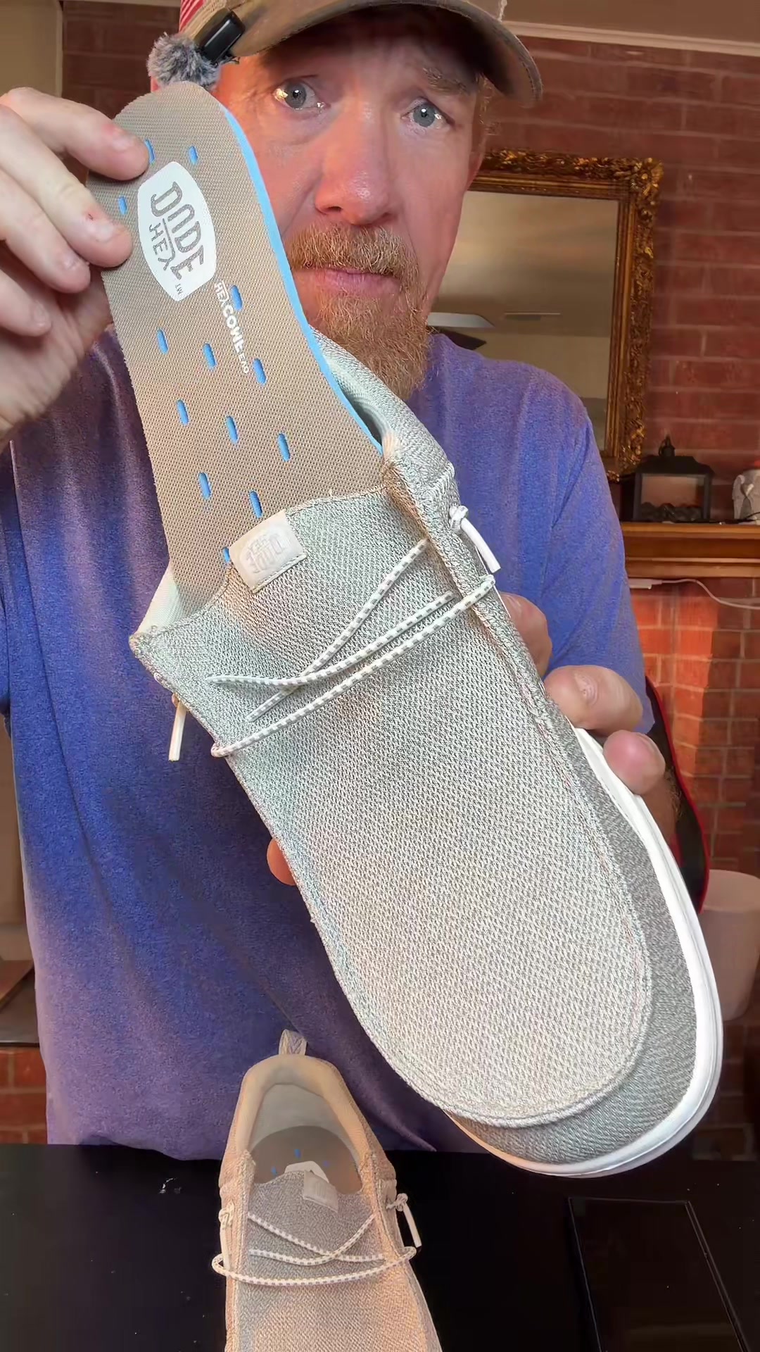 TikTok post by @acrazyposter for Hey Dude Shoes. Caption reads: HEYDUDE Wally Hey2O Mesh – Mens Comfortable Casual....