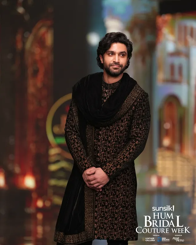 Instagram post by @humtvpakistanofficial for Edenrobe. Caption reads: [...] Raza Mir walks as the showstopper for....