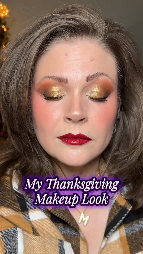 Instagram post by @melissa_beautyover40 for Adriana Nichole Cosmetics. Caption reads: Happy Thanksgiving everyone! My eyeshadow palette....