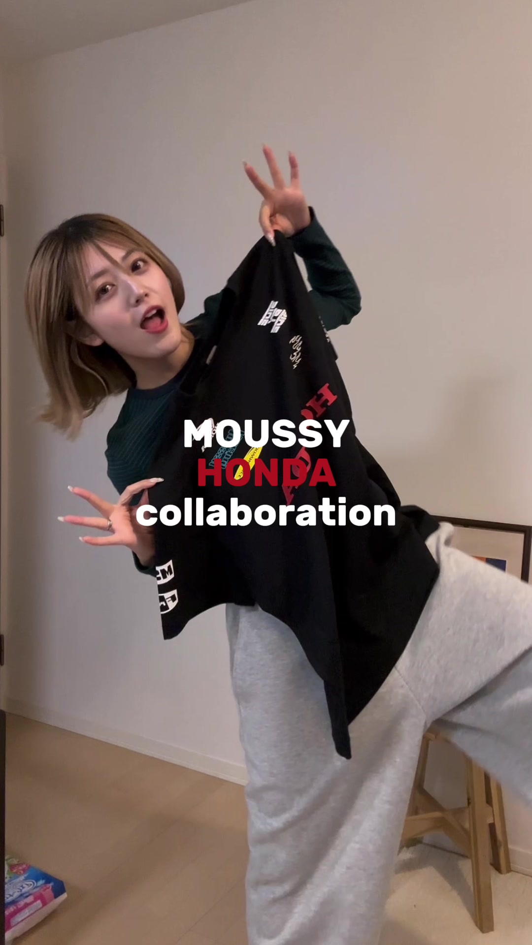 TikTok post by @00_9.16 for MOUSSY. Caption reads: @MOUSSY  HONDA&MOUSSY collaboration🛞❤️ [...].