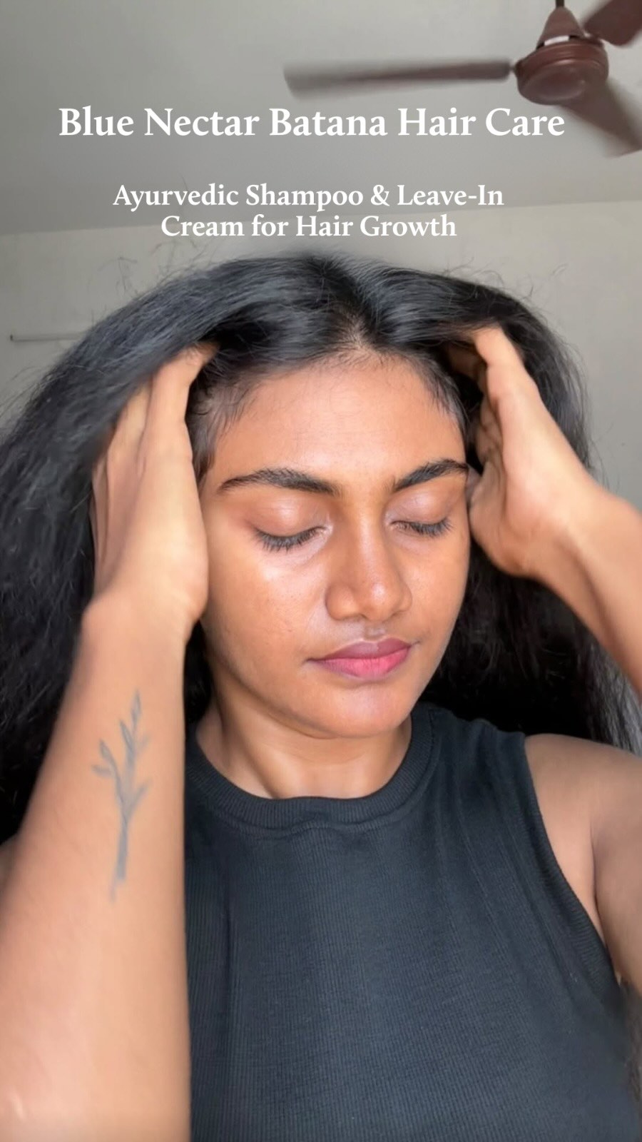 Instagram post by @ragavnaga for Blue Nectar. Caption reads: A gentle hair ritual that actually works ✨ Loving....