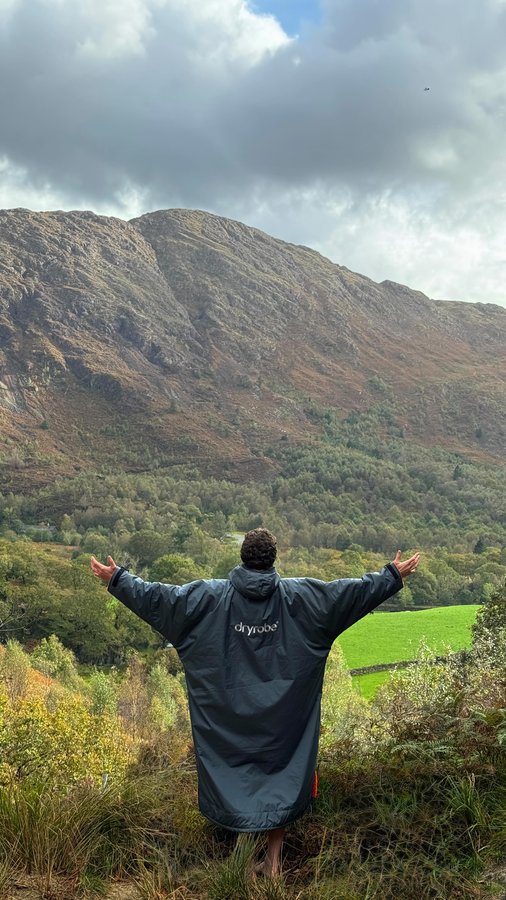 Instagram post by @georgetrevelyan for dryrobe. Caption reads: Do hard things that you know are good for....