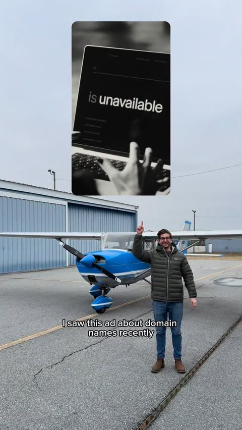 Instagram post by @flymetothefun for GoDaddy. Caption reads: [...] when we bought flymetothefun.com from....