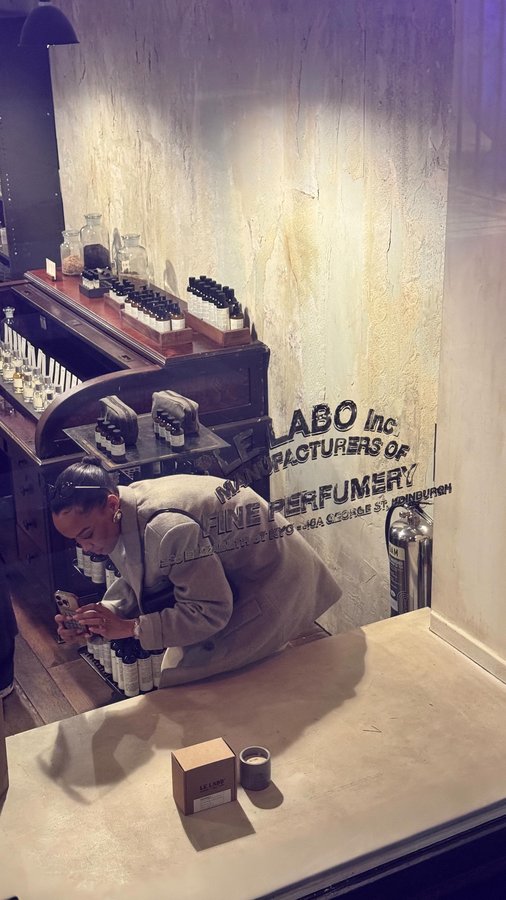 Instagram post by an influencer for LE LABO Fragrances. Caption reads: An evening with @lelabofragrances at [...].
