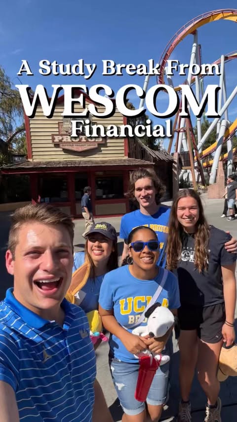 Instagram post by @wescomfinancial for Knott's Berry Farm. Caption reads: [...] library... we took a study break at....