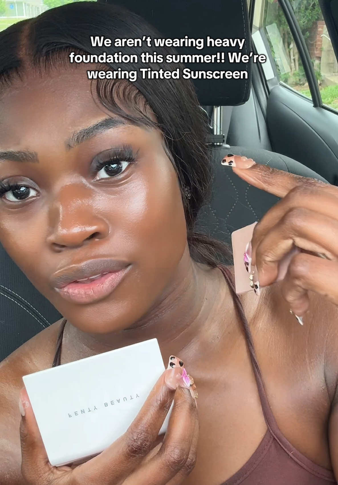 TikTok post by @ayannasabrina for Fenty Beauty. Caption reads: @Fenty Beauty Hydra Vizor Huez SPF30, A [...].