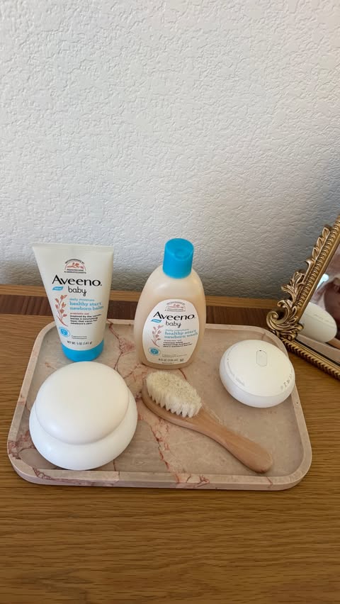 Instagram post by @minahamideh for AVEENO Baby. Caption reads: #aveenobabypartner It’s not a complete dresser....
