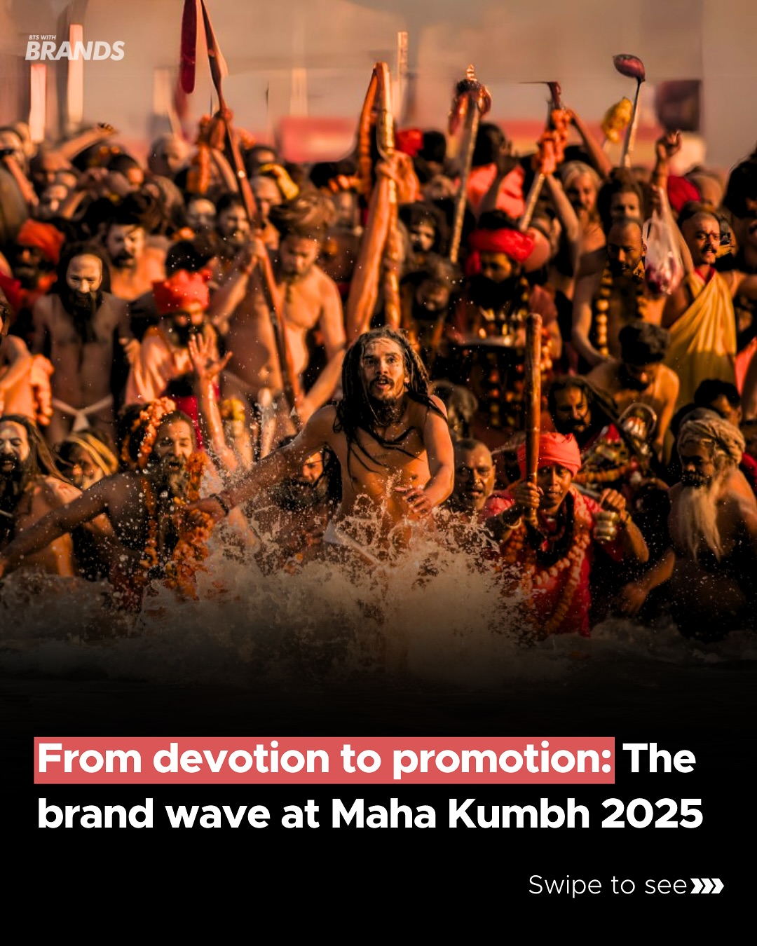 Instagram post by @btswithbrands for Dettol India. Caption reads: Maha Kumbh 2025 witnesses brands providing....