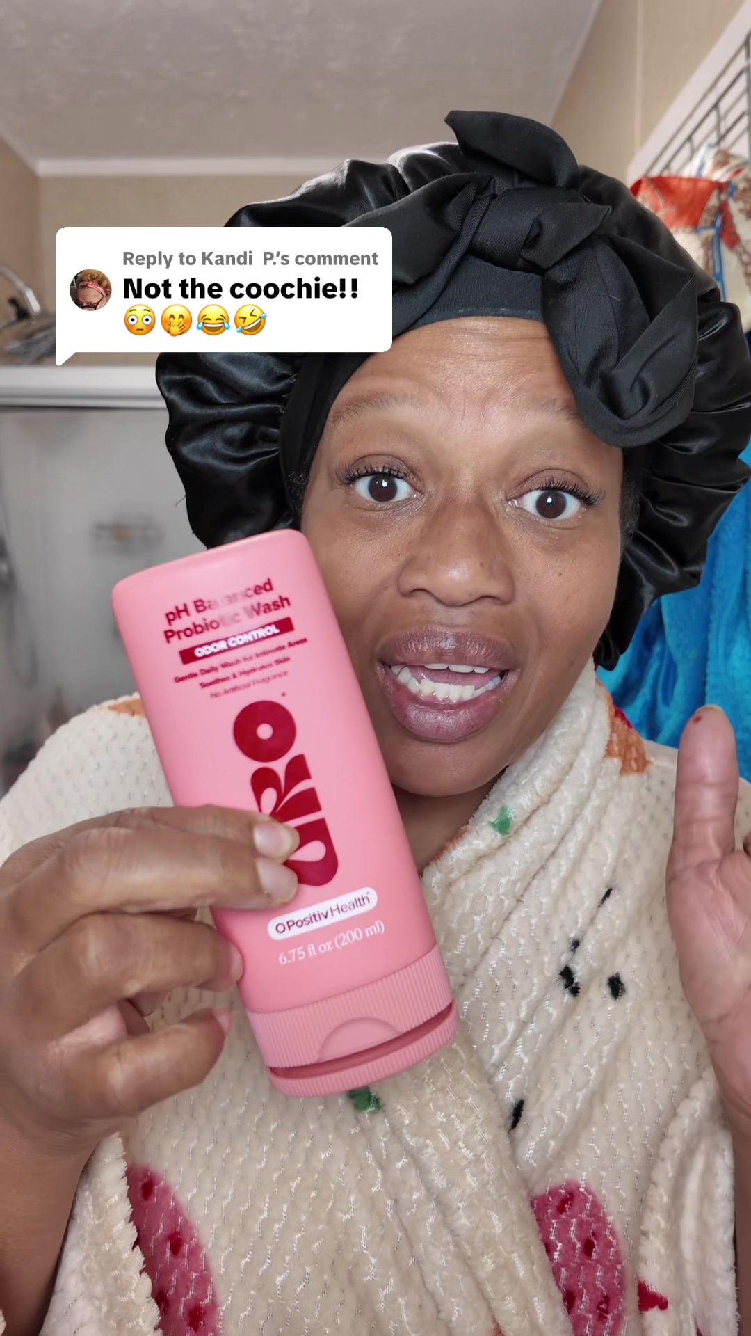 TikTok post by @creatorchristie for O Positiv. Caption reads: Replying to @Kandi P. Yes the coochie! @O Positiv....