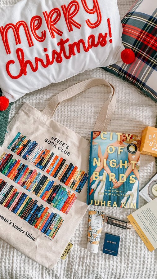 Instagram post by @moonlight_bookclub for Reese’s Book Club. Caption reads: The @reesesbookclub #GiftofReading box is the....