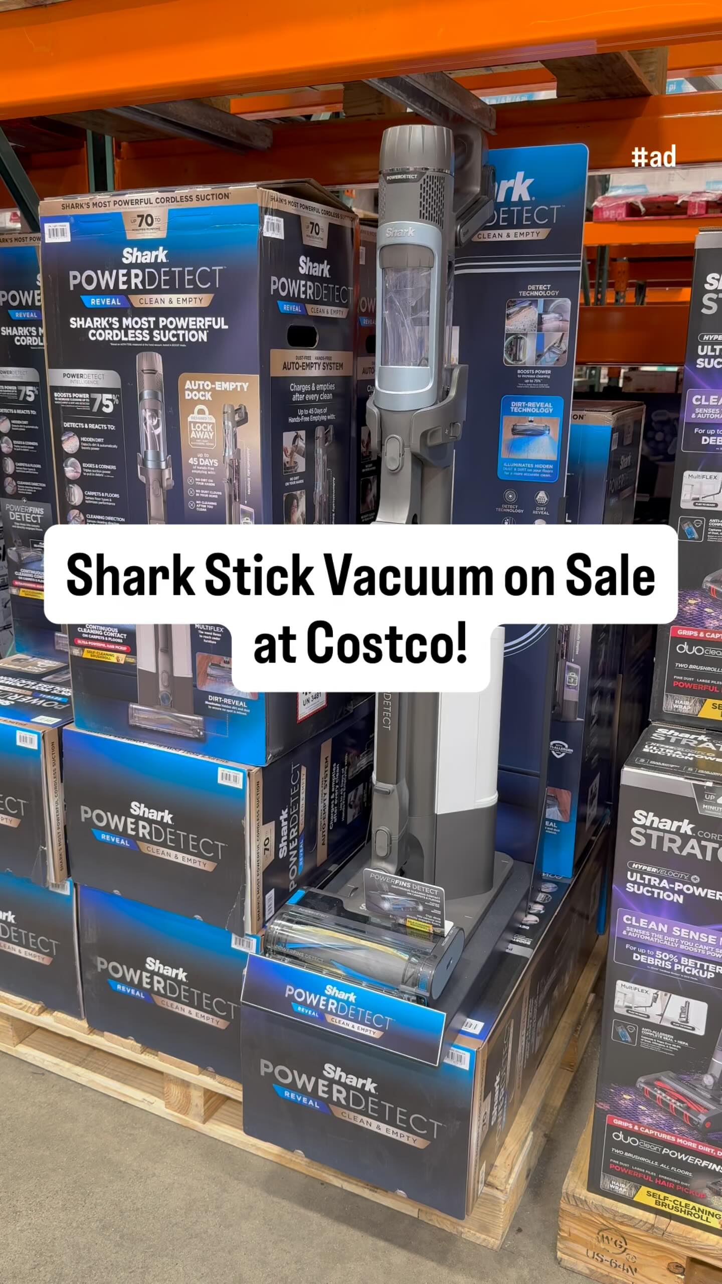 Instagram post by @costcohotfinds for Shark Home. Caption reads: $90 off this @sharkhome PowerDetect Reveal Clean &....