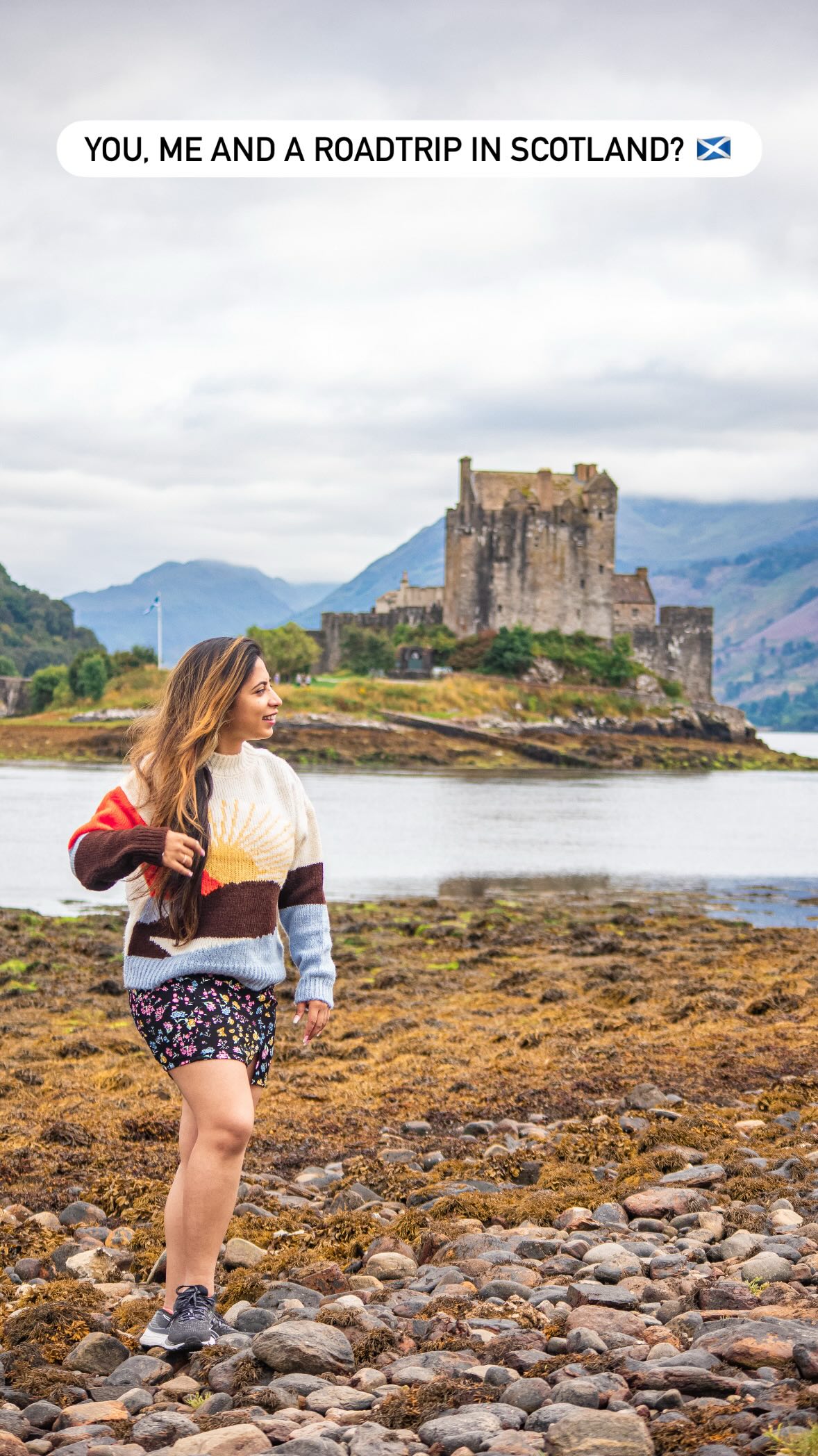 Instagram post by @spiral.flyer for VisitScotland. Caption reads: Roadtrip in Scotland definitely feels like....