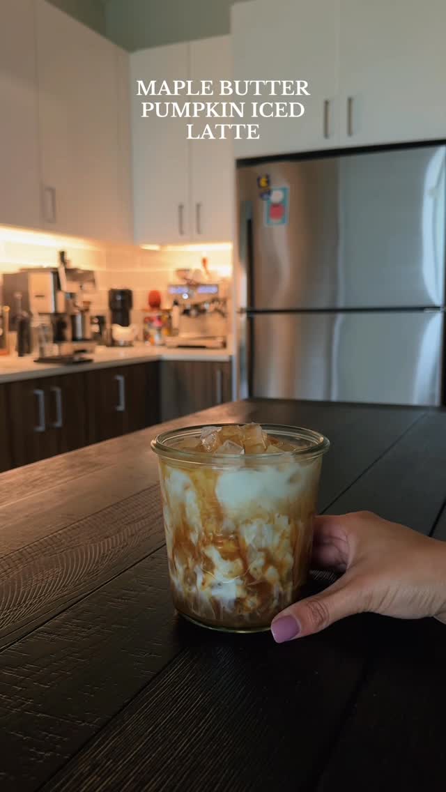Instagram post by @foodieeshh for Torani. Caption reads: Maple Butter Pumpkin Iced Latte 🍁🍂☕️🎃

🍂....