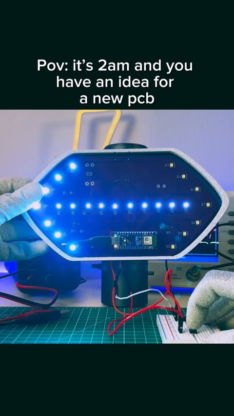 Instagram post by @kamitronix for PCBWay. Caption reads: When do engineers sleep?? 😭

Turning ideas into....