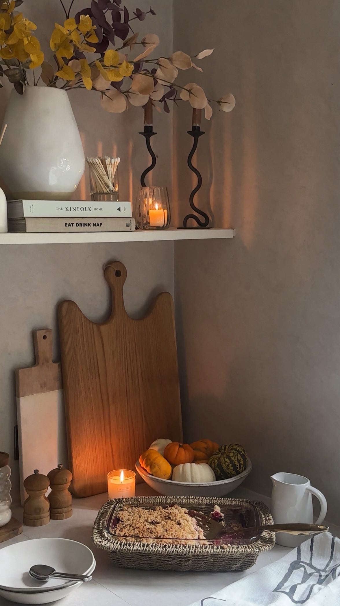 Instagram post by @mishkashoe for The White Company. Caption reads: ad What little rituals do you love this time of....